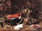 Frans Snyders Hungry Cat with Still Life Sweden oil painting reproduction